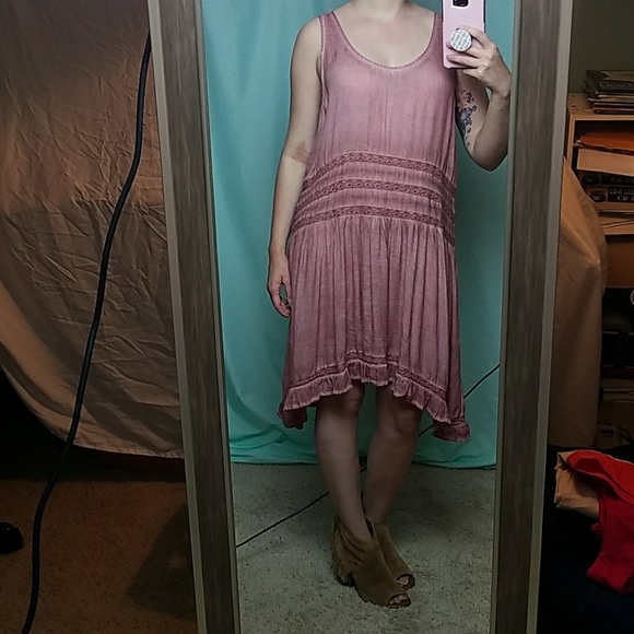 On The Road... Boho Festival Trapeze Faded Rose Dress NWT - Picture 6 of 6